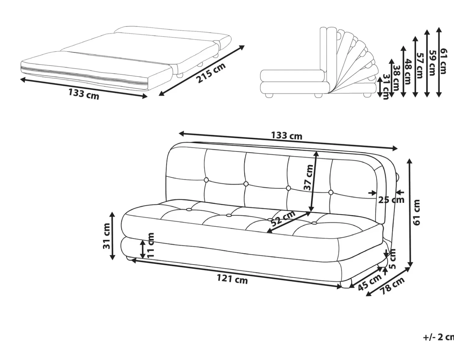 Discount Sofa rozkładana dla 2 osób ESBJERG Len syntetyczny Złamana biel Sofy Z Funkcją Spania|Wszystkie Sofy