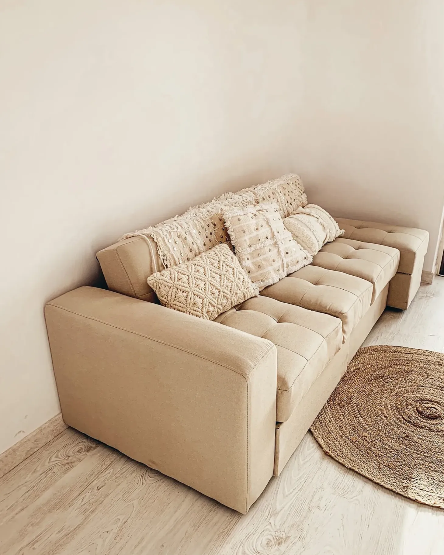 Sofa rozkładana dla 3 osób FALSTER Beżowy ze schowkiem