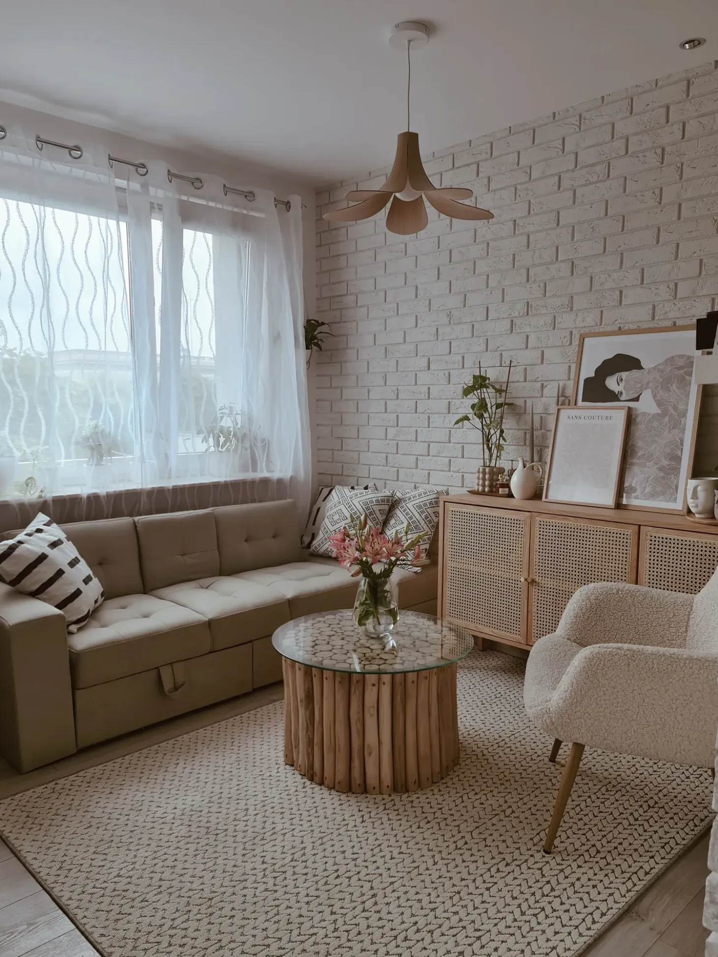 Sofa rozkładana dla 3 osób FALSTER Beżowy ze schowkiem