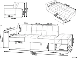 Sofa rozkładana dla 3 osób FALSTER Beżowy ze schowkiem