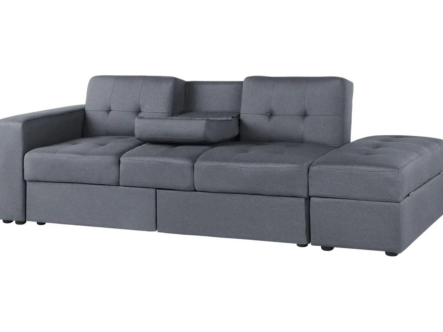 Sofa rozkładana dla 3 osób FALSTER Ciemnoszary ze schowkiem
