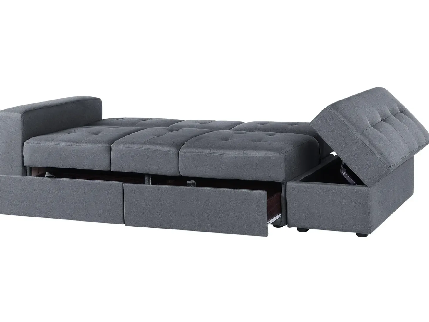 Sofa rozkładana dla 3 osób FALSTER Ciemnoszary ze schowkiem