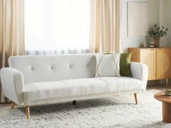 Best Sofa rozkładana dla 3 osób FLORLI Boucle Złamana biel Sofy Z Funkcją Spania|Wszystkie Sofy