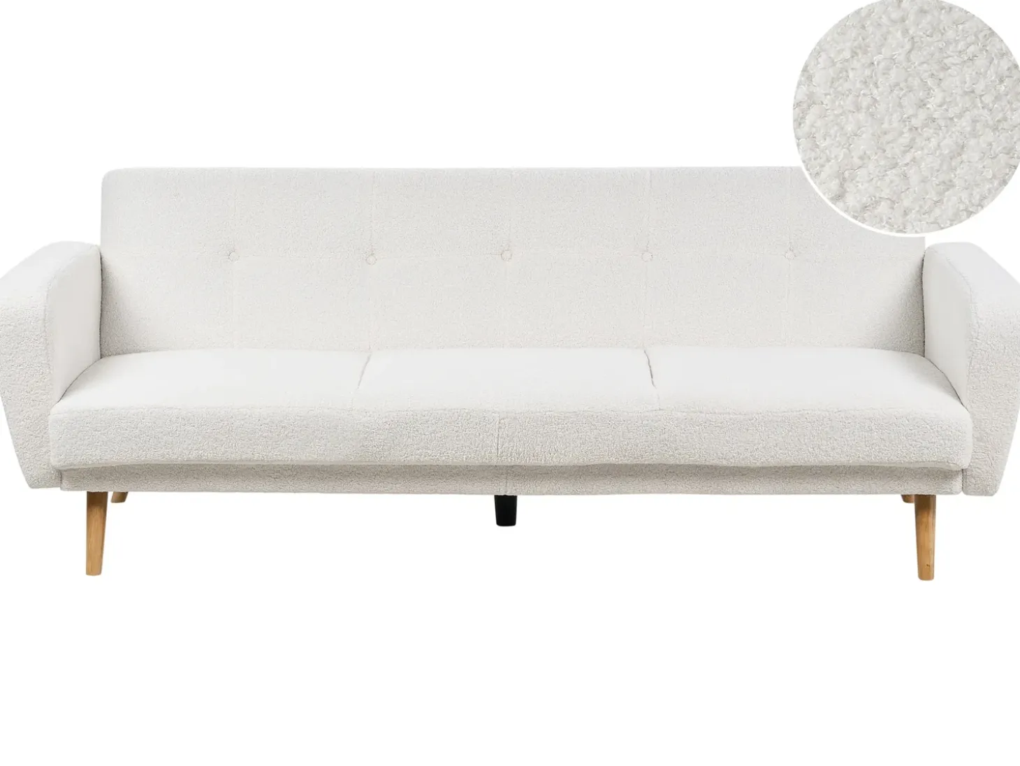 Best Sofa rozkładana dla 3 osób FLORLI Boucle Złamana biel Sofy Z Funkcją Spania|Wszystkie Sofy