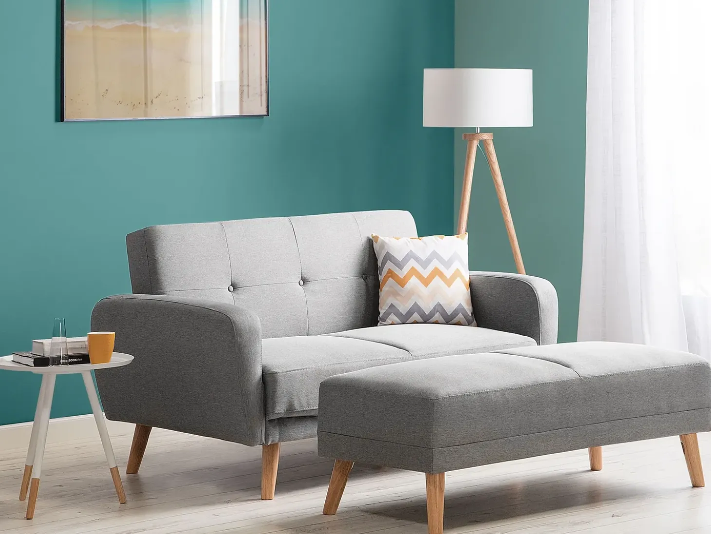 Sofa rozkładana dla 2 osób FLORLI Jasnoszary