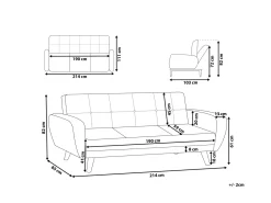 Sofa rozkładana dla 3 osób FLORLI Jasnoszary