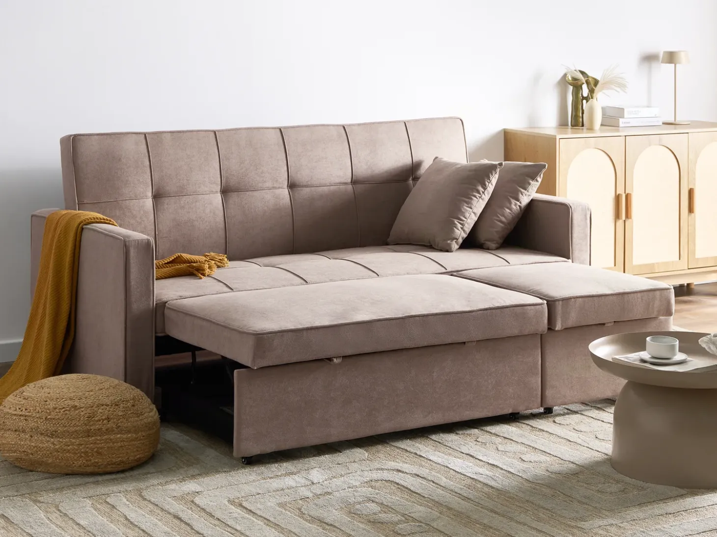 Best Sofa rozkładana dla 3 osób GLOMMA Beżowoszary Sofy Z Funkcją Spania|Wszystkie Sofy