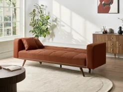 Outlet Sofa rozkładana dla 3 osób HJULBY Złoty brąz Sofy Z Funkcją Spania|Wszystkie Sofy