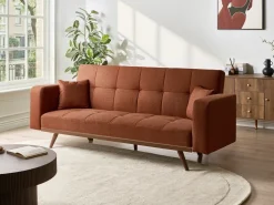 Outlet Sofa rozkładana dla 3 osób HJULBY Złoty brąz Sofy Z Funkcją Spania|Wszystkie Sofy