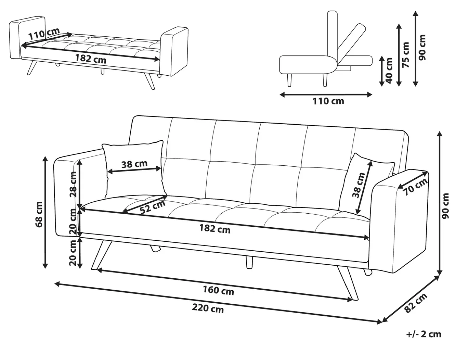 Clearance Sofa rozkładana dla 3 osób HJULBY Szary Sofy Z Funkcją Spania|Wszystkie Sofy