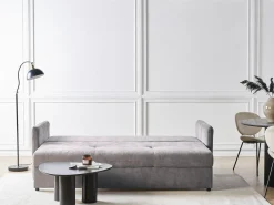 New Sofa rozkładana dla 3 osób HOLSEN Szenil Beżowoszary ze schowkiem Sofy Z Funkcją Spania|Wszystkie Sofy