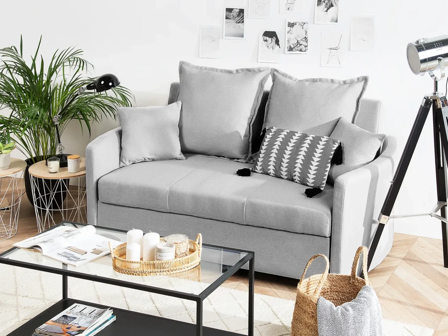 Clearance Sofa rozkładana dla 2 osób HOVIN Jasnoszary Sofy Z Funkcją Spania|Wszystkie Sofy
