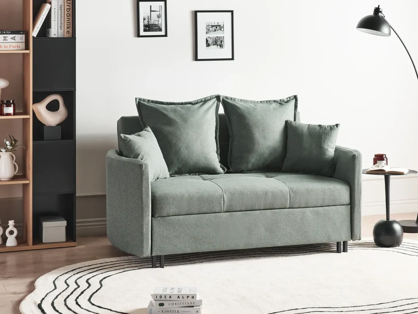Clearance Sofa rozkładana dla 2 osób HOVIN Zielony Sofy Z Funkcją Spania|Wszystkie Sofy