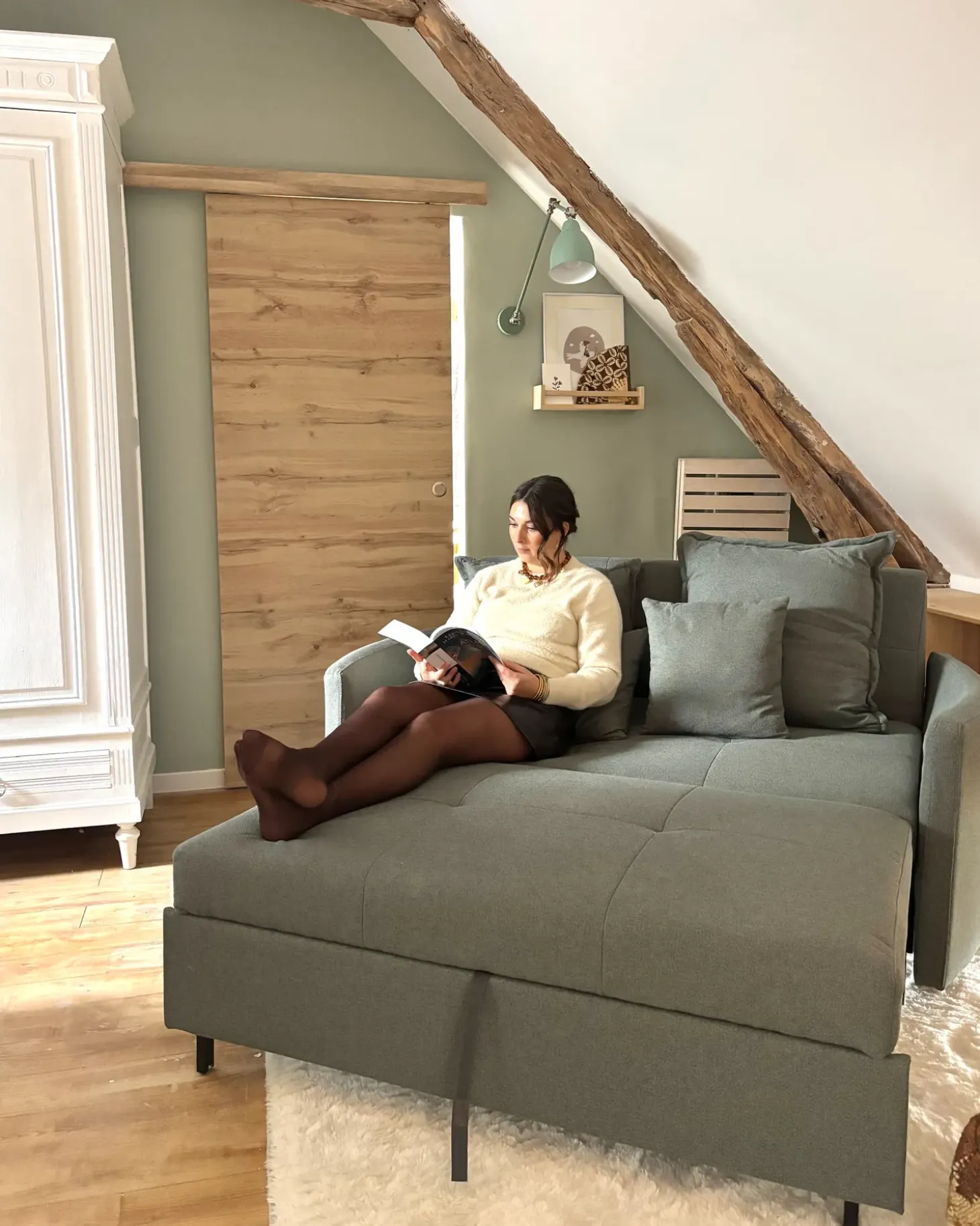 Clearance Sofa rozkładana dla 2 osób HOVIN Zielony Sofy Z Funkcją Spania|Wszystkie Sofy