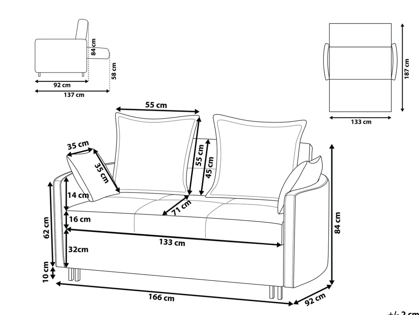 Clearance Sofa rozkładana dla 2 osób HOVIN Zielony Sofy Z Funkcją Spania|Wszystkie Sofy