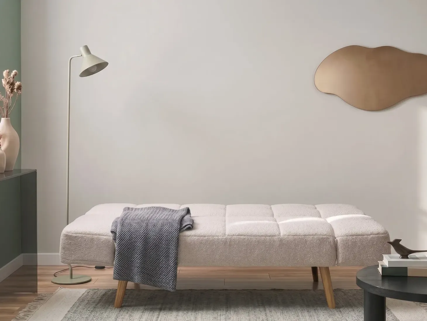Sofa rozkładana dla 2 osób INGARO Boucle Złamana biel Sofy Z Funkcją Spania|Wszystkie Sofy