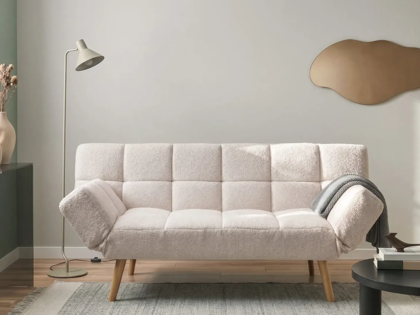 Sofa rozkładana dla 2 osób INGARO Boucle Złamana biel Sofy Z Funkcją Spania|Wszystkie Sofy