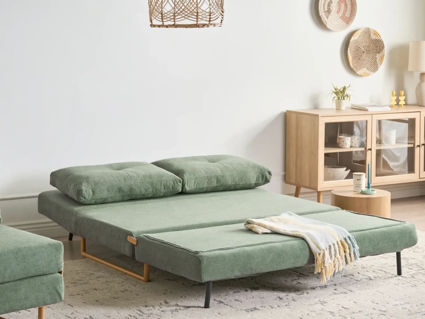 Discount Sofa rozkładana dla 3 osób JERSLEV Jasnozielony Sofy Z Funkcją Spania|Wszystkie Sofy