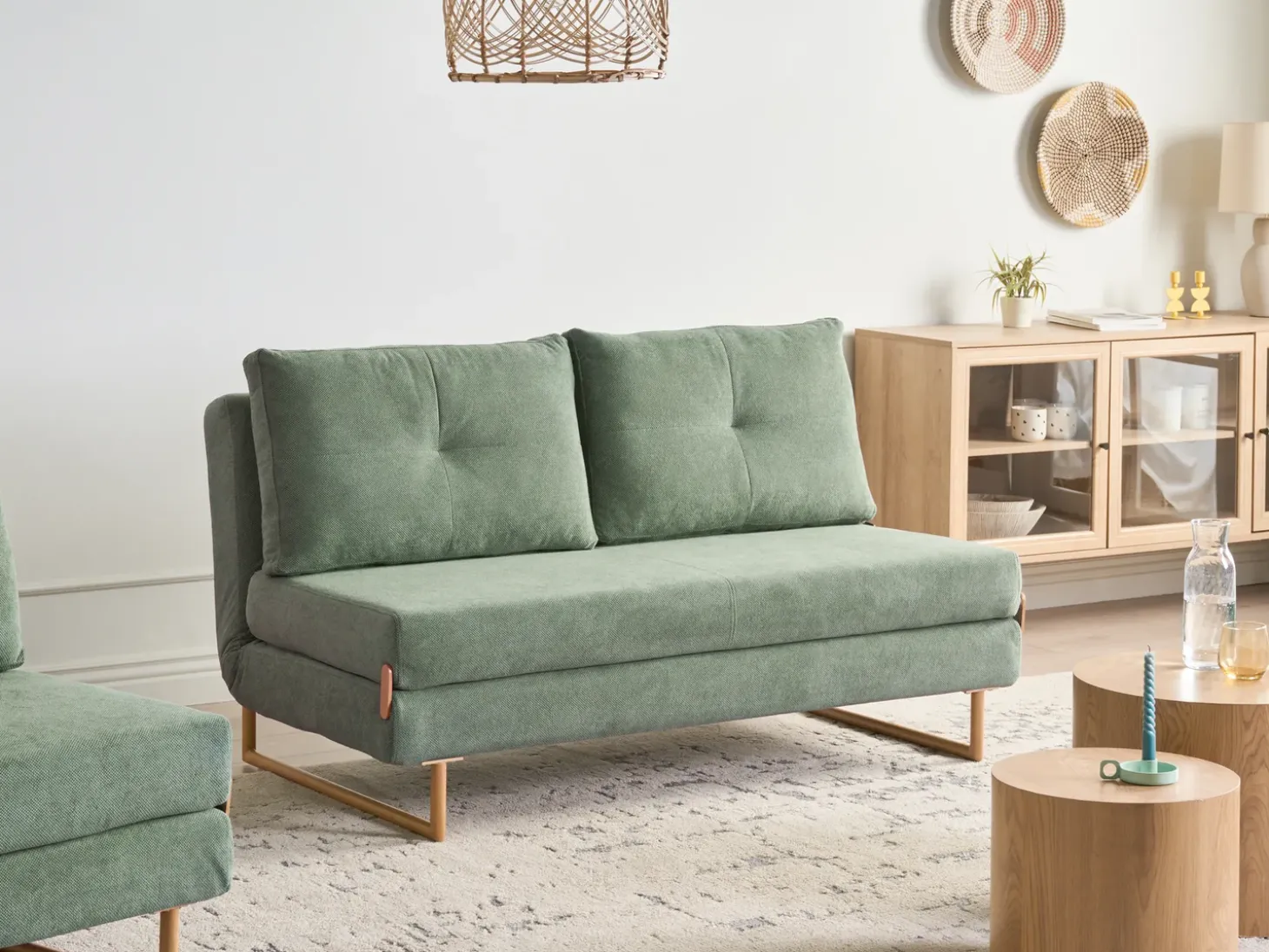 Discount Sofa rozkładana dla 3 osób JERSLEV Jasnozielony Sofy Z Funkcją Spania|Wszystkie Sofy