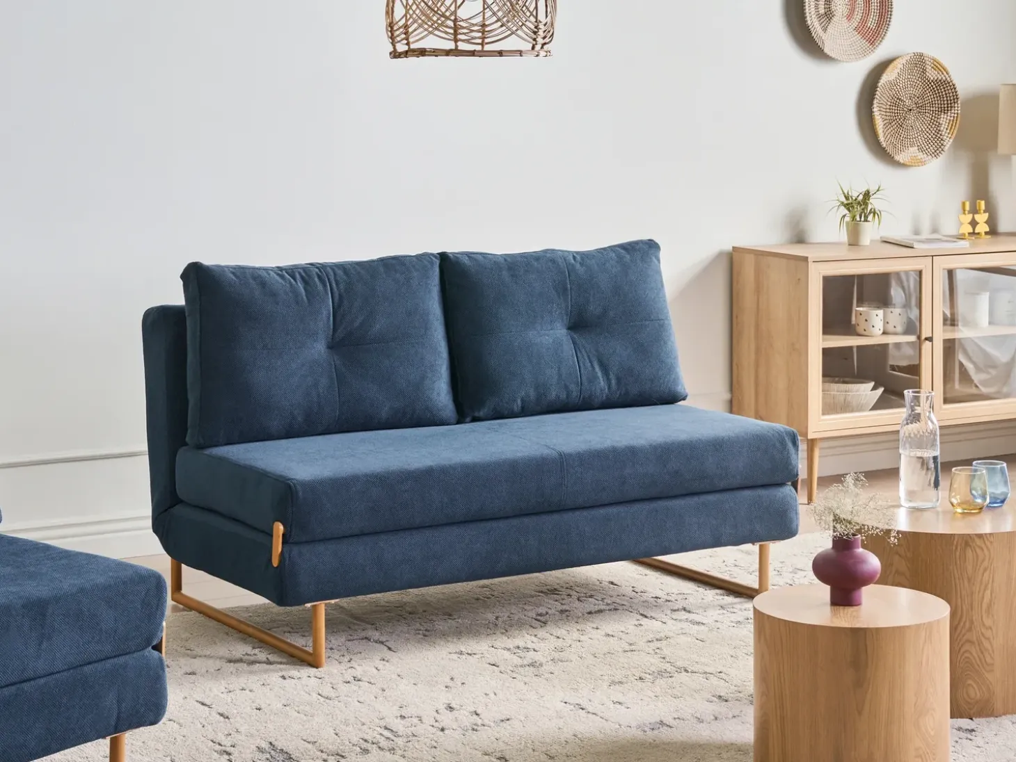 Best Sofa rozkładana dla 3 osób JERSLEV Niebieski Sofy Z Funkcją Spania|Wszystkie Sofy