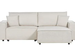 Sofa rozkładana dla 3 osób KARILA Jasnobeżowy ze schowkiem Lewostronny