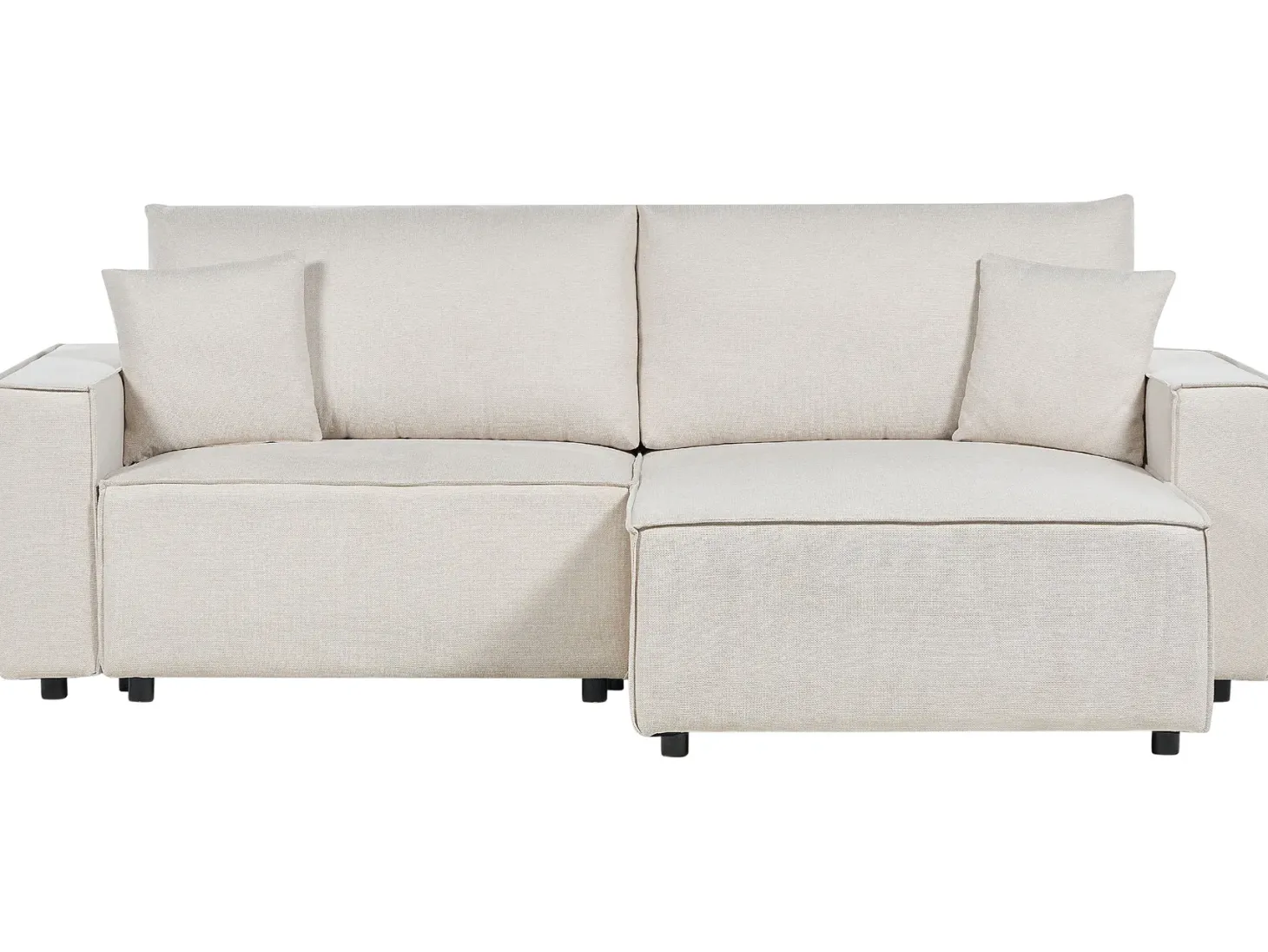 Sofa rozkładana dla 3 osób KARILA Jasnobeżowy ze schowkiem Lewostronny