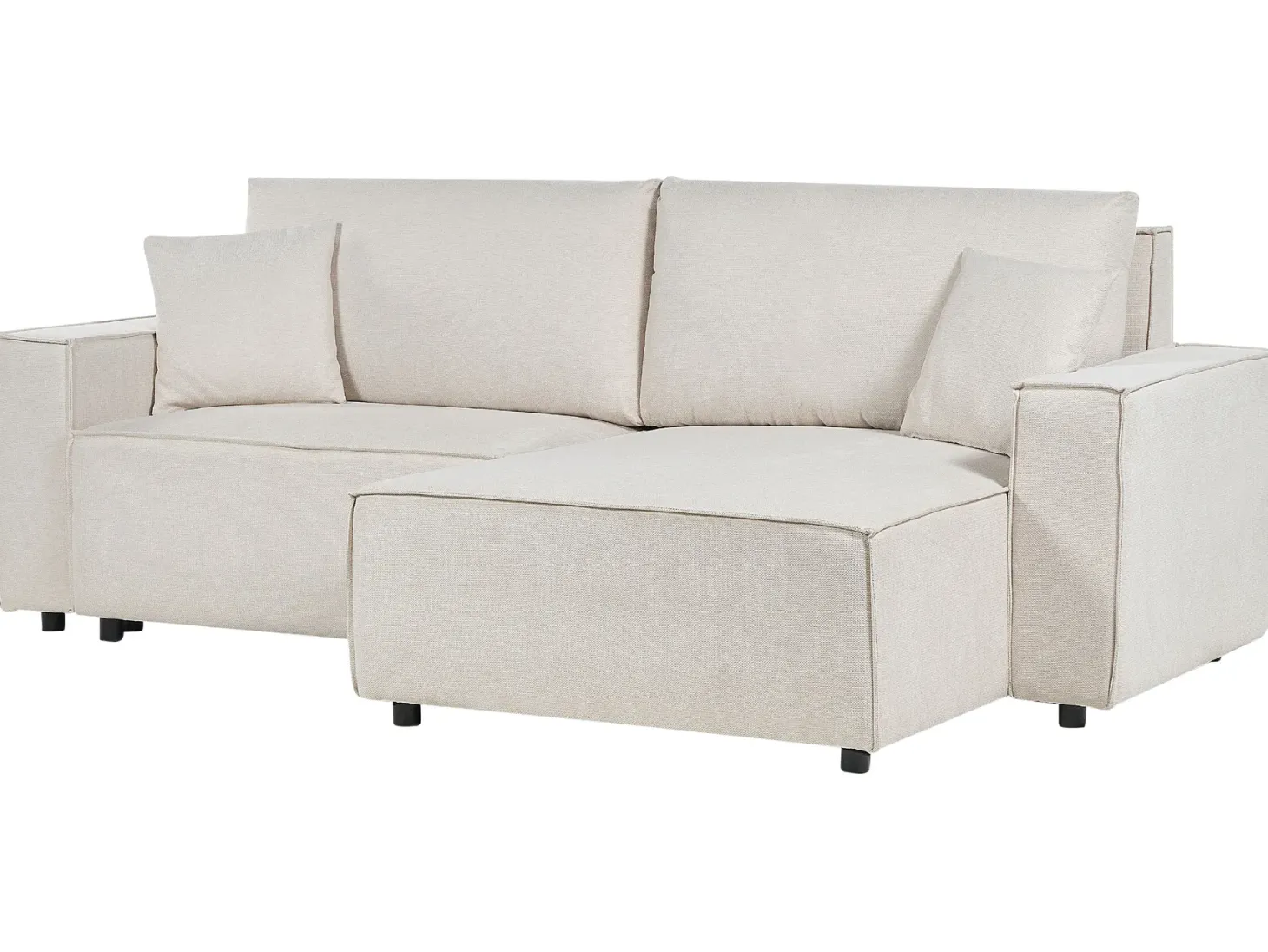 Sofa rozkładana dla 3 osób KARILA Jasnobeżowy ze schowkiem Lewostronny