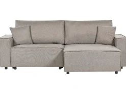 Sofa rozkładana dla 3 osób KARILA Beżowoszary ze schowkiem Lewostronny