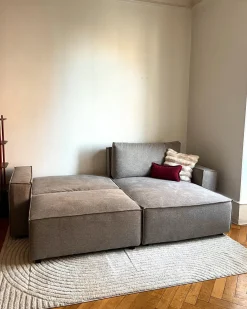Sofa rozkładana dla 3 osób KARILA Beżowoszary ze schowkiem Lewostronny