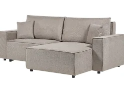 Sofa rozkładana dla 3 osób KARILA Beżowoszary ze schowkiem Lewostronny