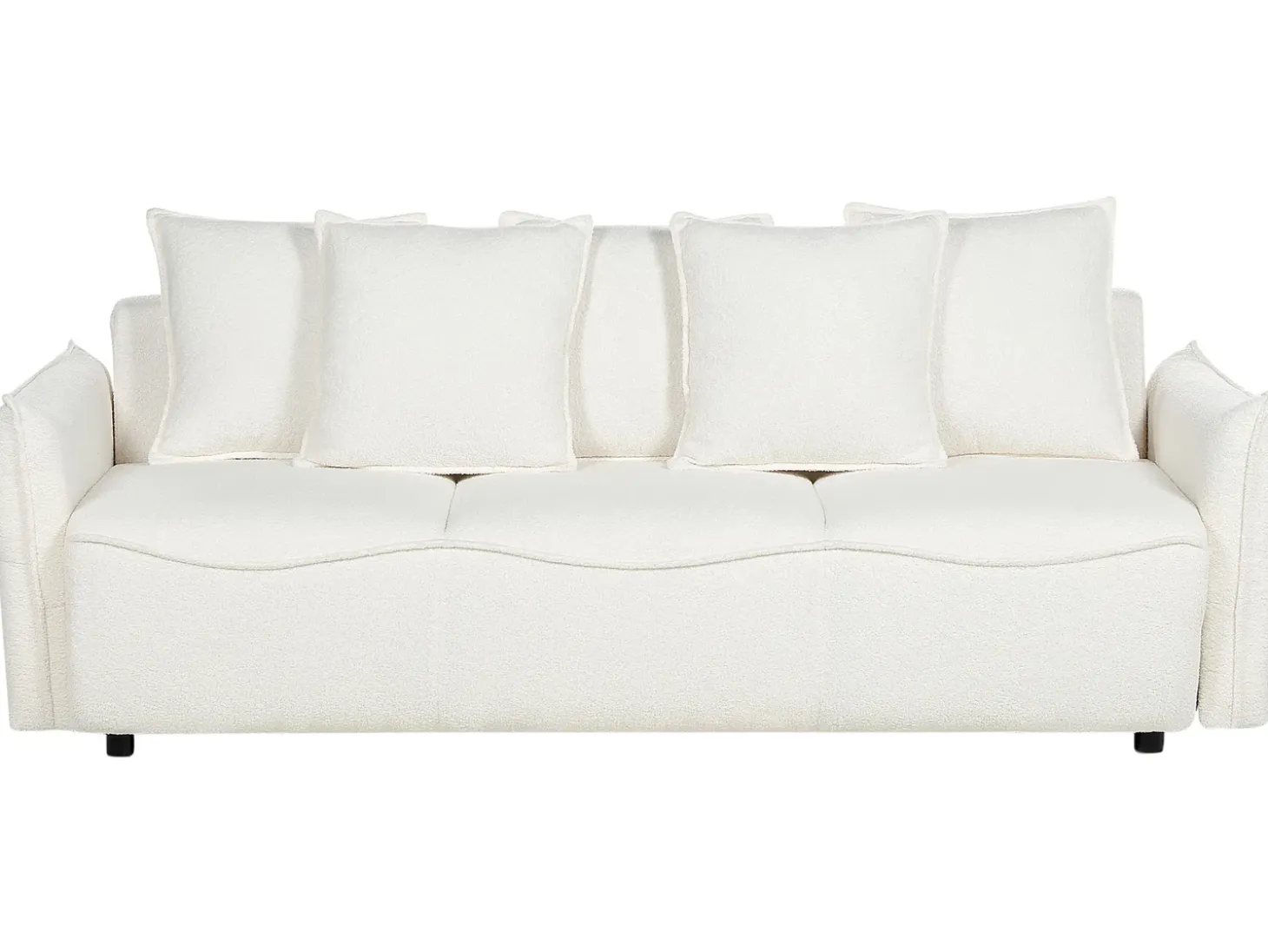 Best Sofa rozkładana dla 3 osób KRAMA Boucle Biały ze schowkiem Sofy Z Funkcją Spania|Wszystkie Sofy