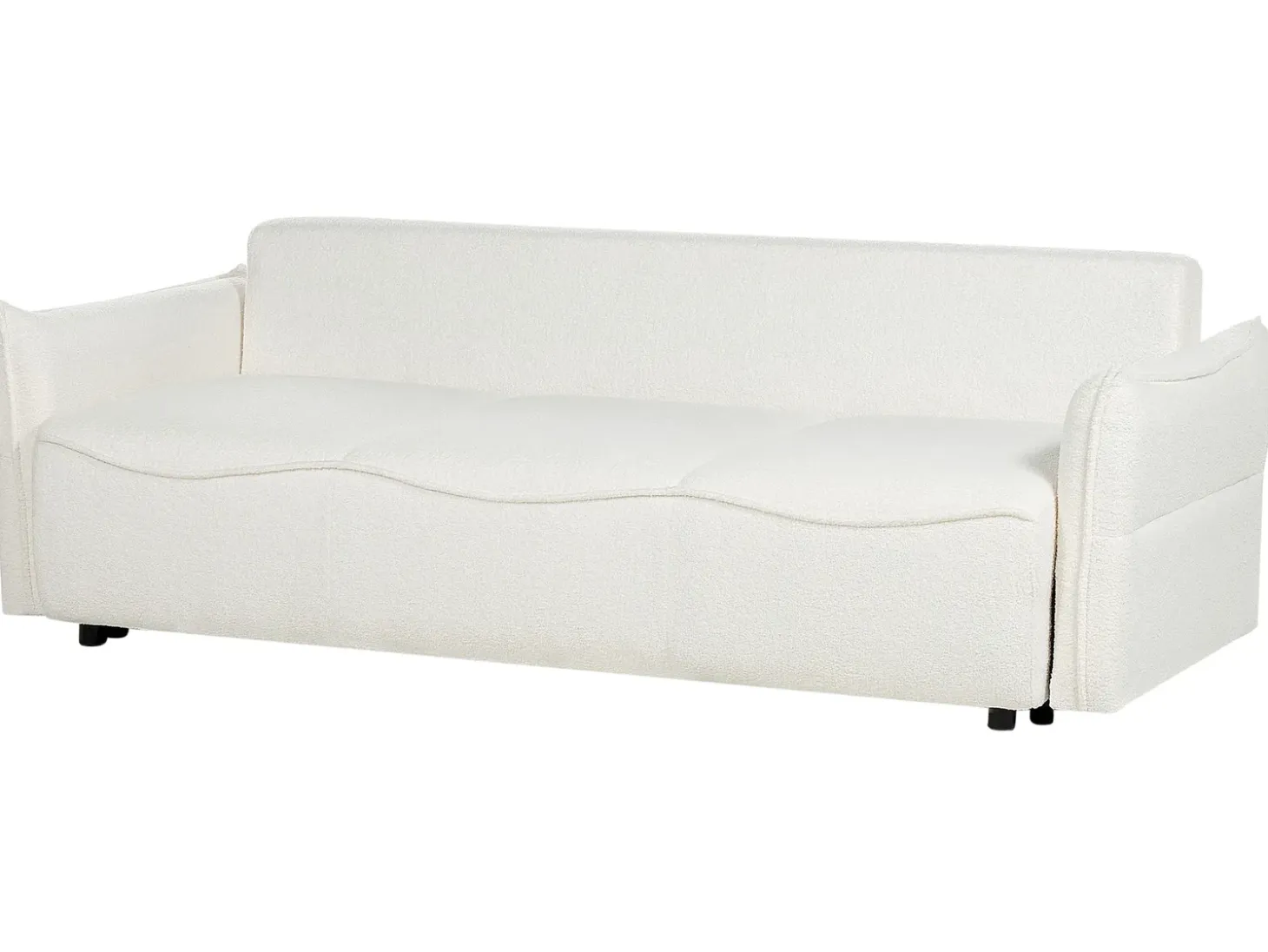 Best Sofa rozkładana dla 3 osób KRAMA Boucle Biały ze schowkiem Sofy Z Funkcją Spania|Wszystkie Sofy