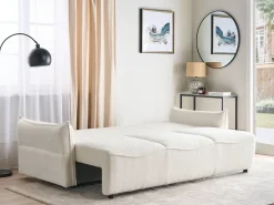 Best Sofa rozkładana dla 3 osób KRAMA Boucle Biały ze schowkiem Sofy Z Funkcją Spania|Wszystkie Sofy