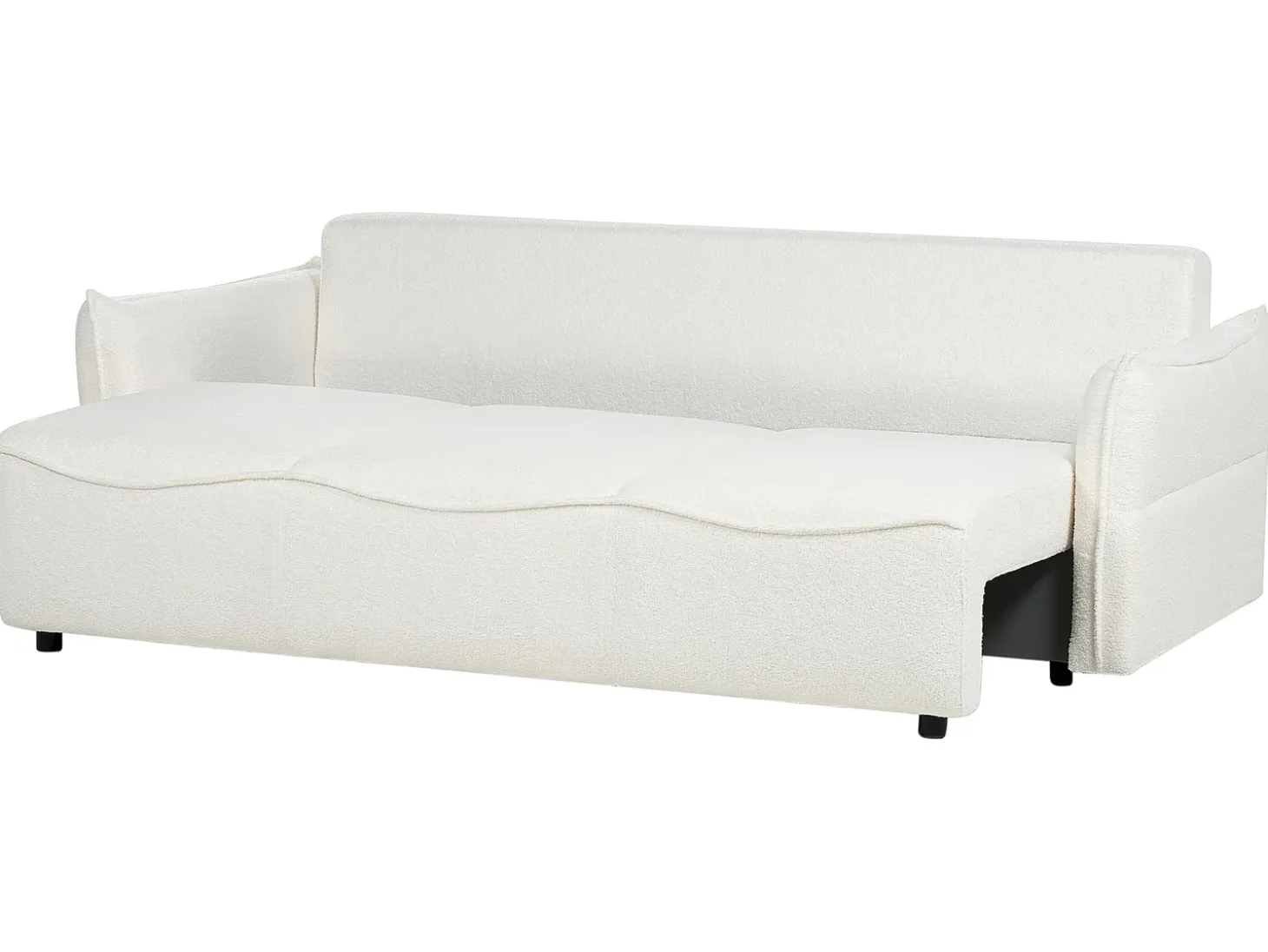Best Sofa rozkładana dla 3 osób KRAMA Boucle Biały ze schowkiem Sofy Z Funkcją Spania|Wszystkie Sofy