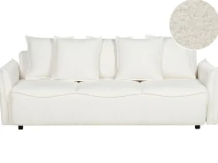 Best Sofa rozkładana dla 3 osób KRAMA Boucle Biały ze schowkiem Sofy Z Funkcją Spania|Wszystkie Sofy