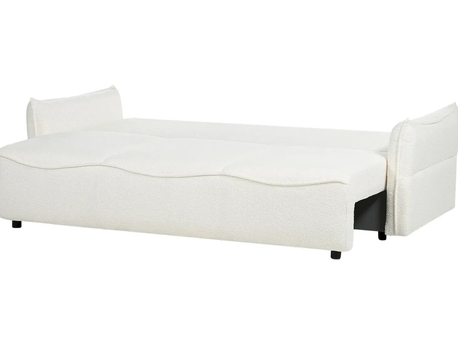 Best Sofa rozkładana dla 3 osób KRAMA Boucle Biały ze schowkiem Sofy Z Funkcją Spania|Wszystkie Sofy