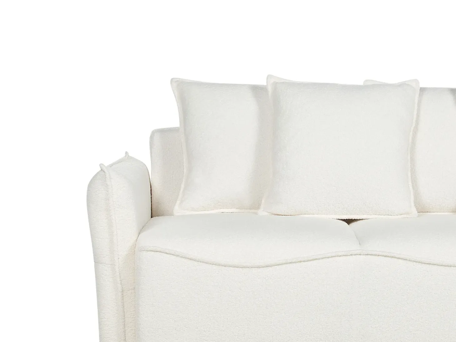 Best Sofa rozkładana dla 3 osób KRAMA Boucle Biały ze schowkiem Sofy Z Funkcją Spania|Wszystkie Sofy