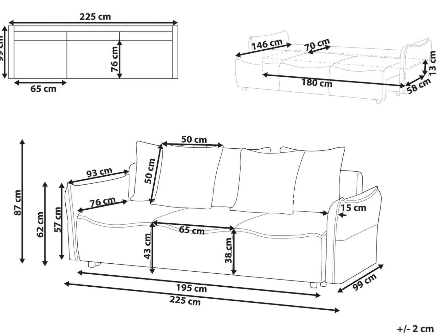Discount Sofa rozkładana dla 3 osób KRAMA Złamana biel ze schowkiem Sofy Z Funkcją Spania|Wszystkie Sofy