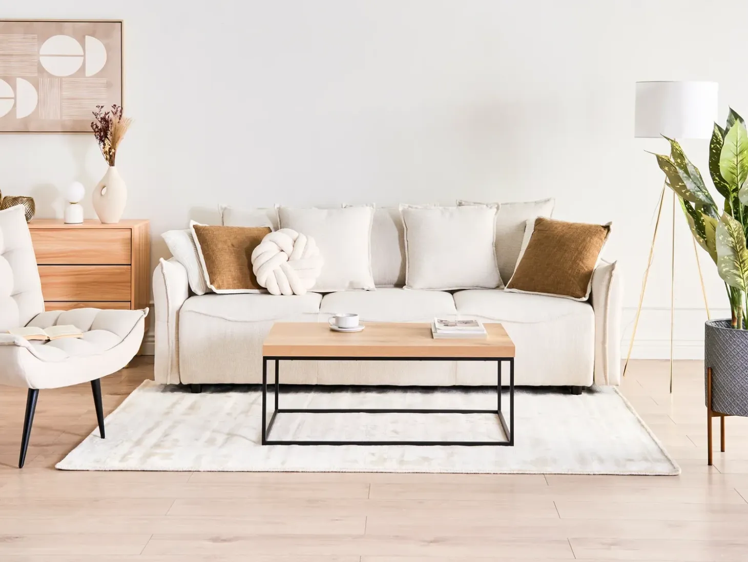 Discount Sofa rozkładana dla 3 osób KRAMA Złamana biel ze schowkiem Sofy Z Funkcją Spania|Wszystkie Sofy
