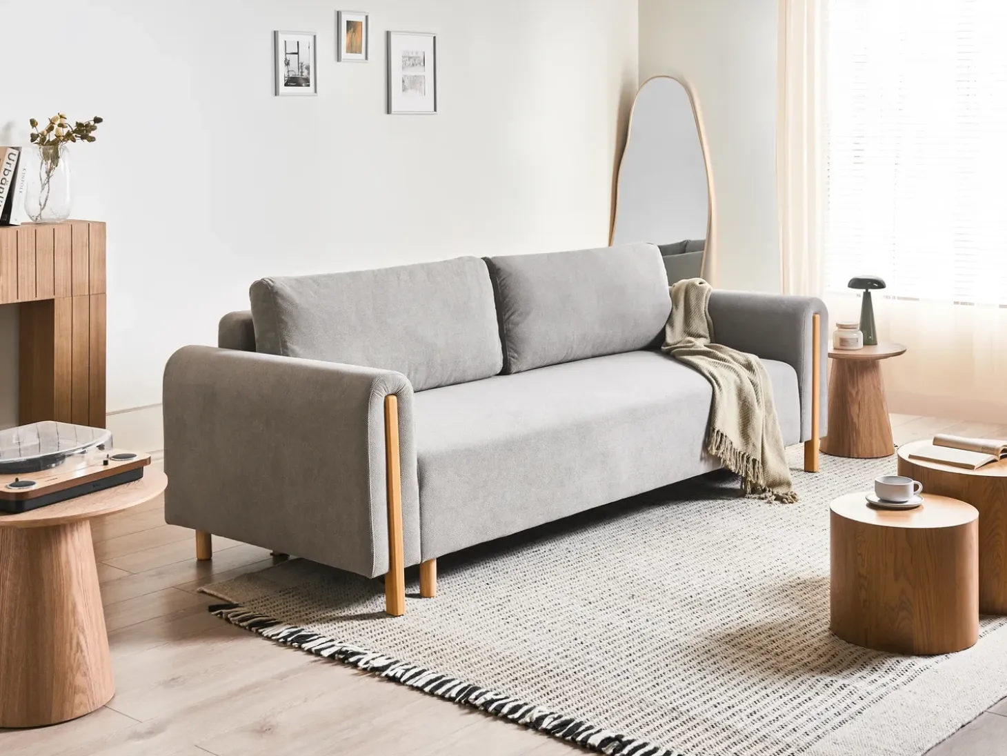 Sale Sofa rozkładana dla 3 osób KVAM Szary ze schowkiem Sofy Z Funkcją Spania|Wszystkie Sofy