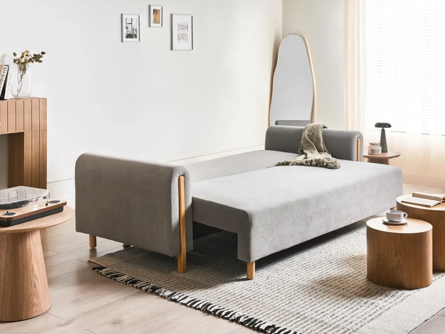 Sale Sofa rozkładana dla 3 osób KVAM Szary ze schowkiem Sofy Z Funkcją Spania|Wszystkie Sofy