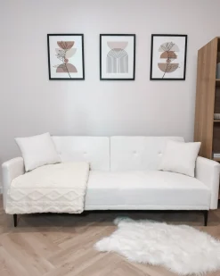 Best Sofa rozkładana dla 3 osób LUCAN Boucle Złamana biel Sofy Z Funkcją Spania|Wszystkie Sofy