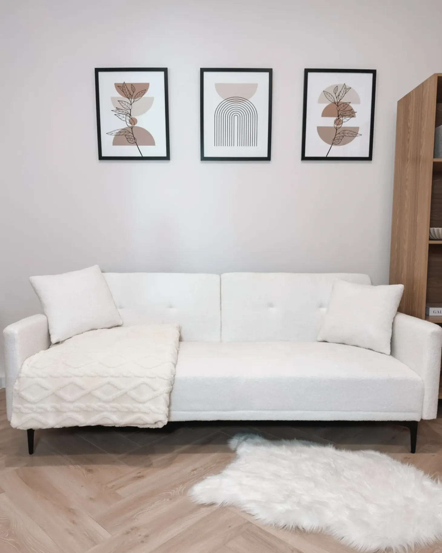 Best Sofa rozkładana dla 3 osób LUCAN Boucle Złamana biel Sofy Z Funkcją Spania|Wszystkie Sofy