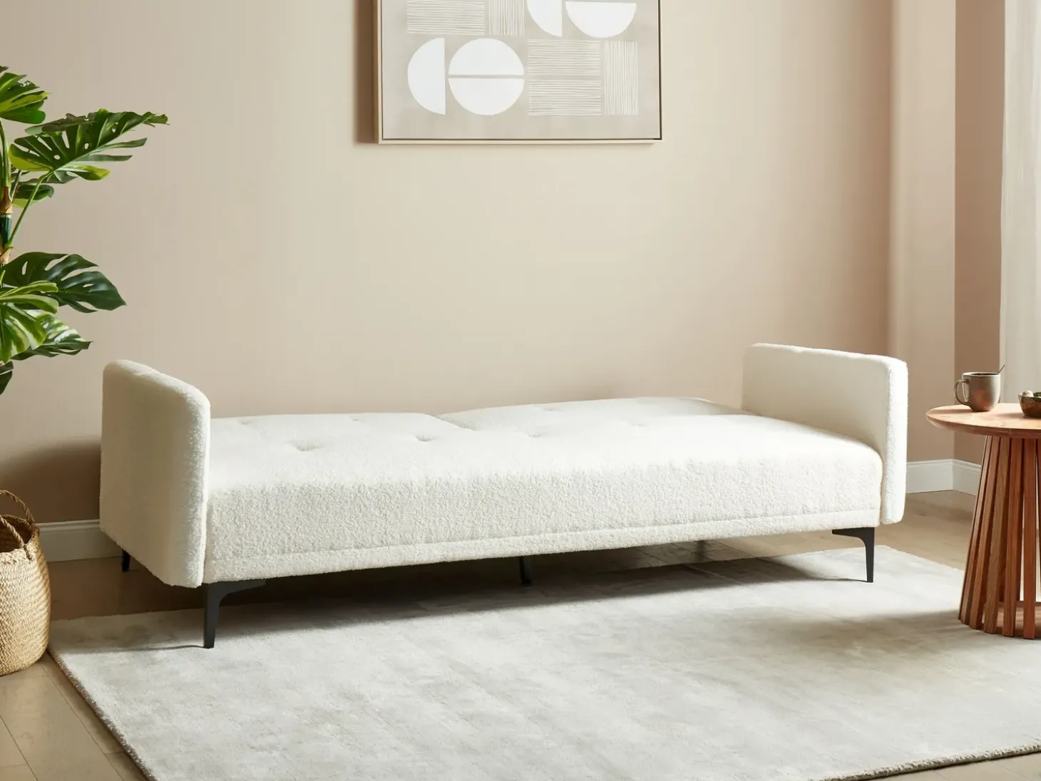Best Sofa rozkładana dla 3 osób LUCAN Boucle Złamana biel Sofy Z Funkcją Spania|Wszystkie Sofy