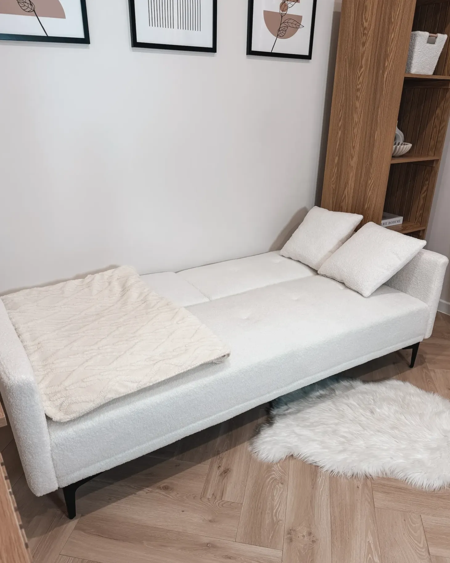 Best Sofa rozkładana dla 3 osób LUCAN Boucle Złamana biel Sofy Z Funkcją Spania|Wszystkie Sofy