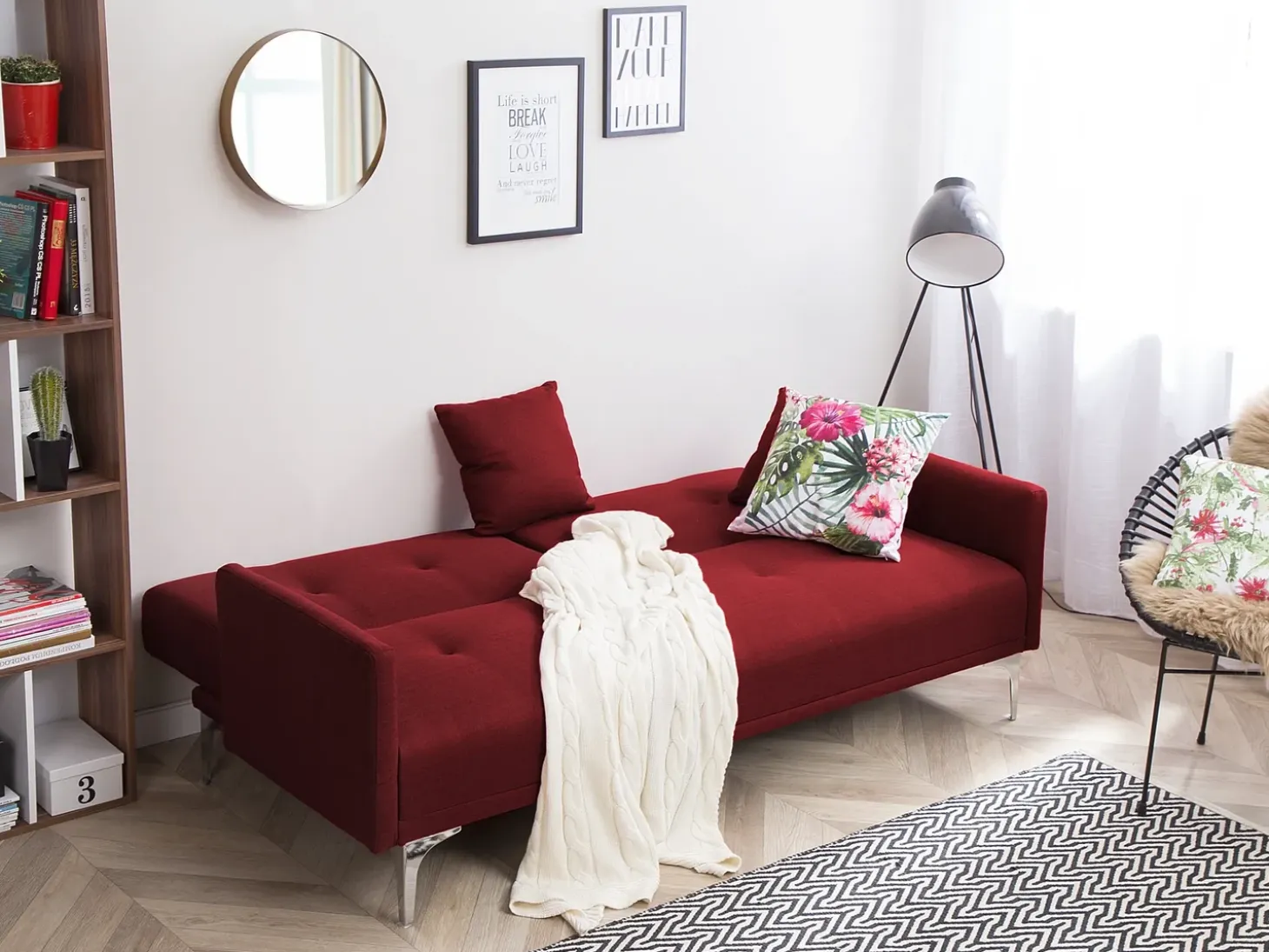 Sofa rozkładana dla 3 osób LUCAN Bordowy