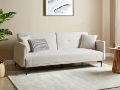 Clearance Sofa rozkładana dla 3 osób LUCAN Jasnobeżowy Sofy Z Funkcją Spania|Wszystkie Sofy