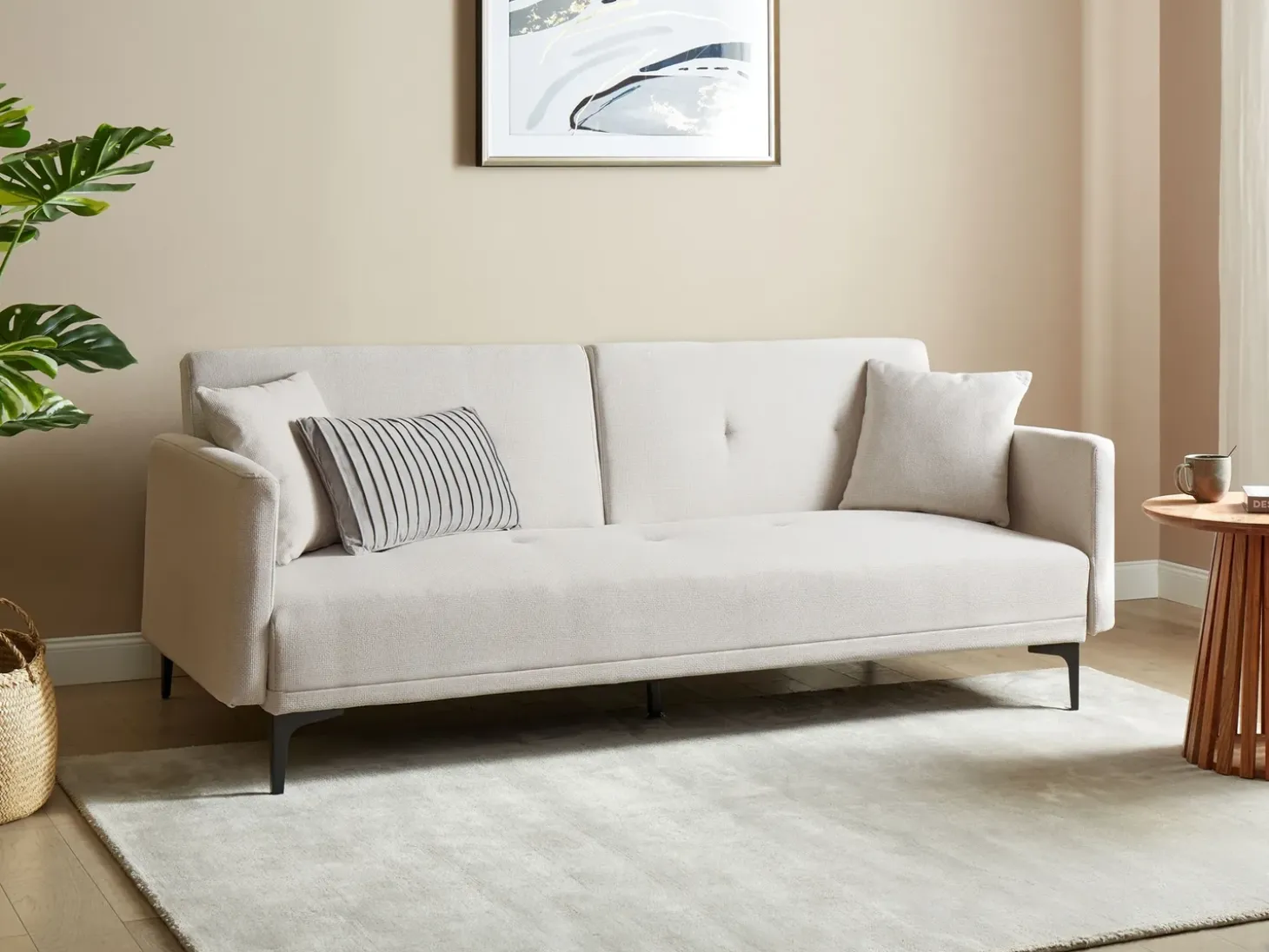 Clearance Sofa rozkładana dla 3 osób LUCAN Jasnobeżowy Sofy Z Funkcją Spania|Wszystkie Sofy