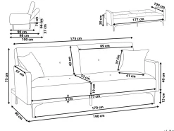 Sofa rozkładana dla 3 osób LUCAN Szary