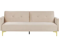 Best Sofa rozkładana dla 3 osób LUCAN Welur Beżowy Sofy Z Funkcją Spania|Wszystkie Sofy